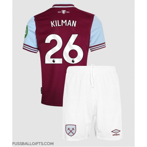 West Ham United Max Kilman #26 Fußballbekleidung Heimtrikot Kinder 2024-25 Kurzarm (+ kurze hosen)